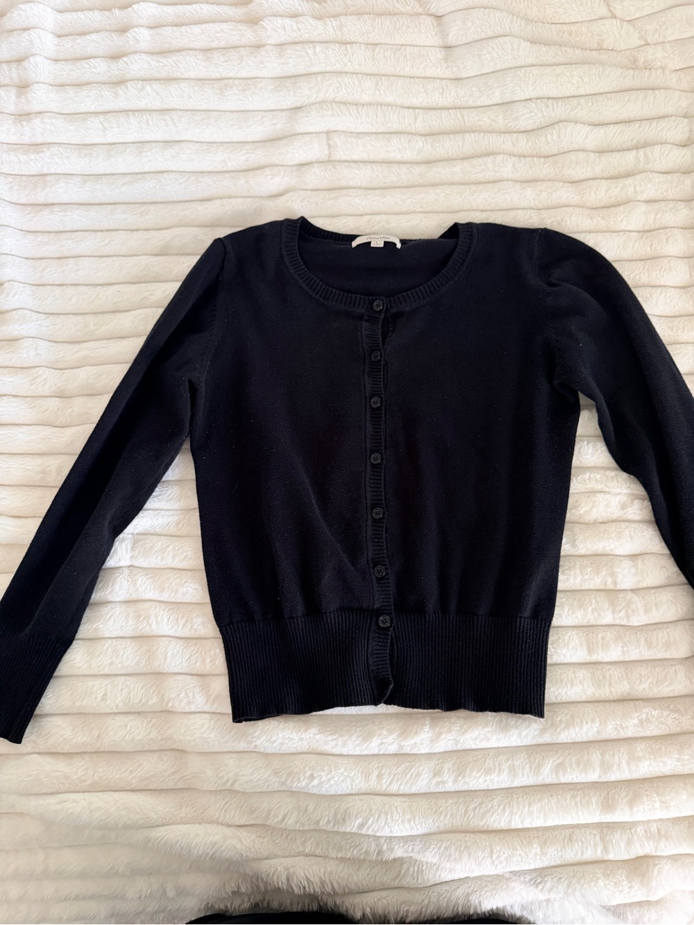 Active USA Black Crewneck Button-Up Cardigan